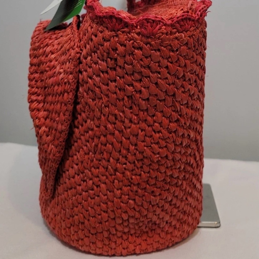 Kate Spade Raffia Bow Tote Bag Red NWT - Picture 6 of 15